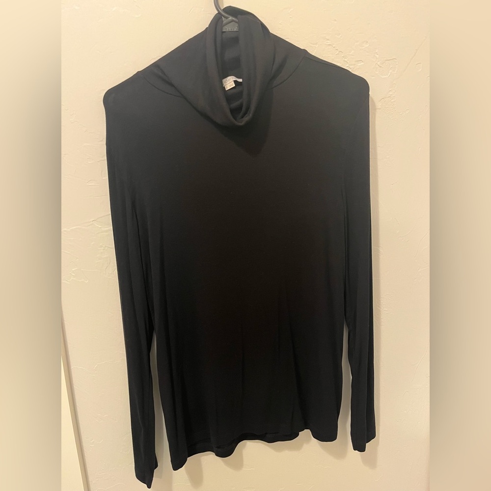 LOFT Classic Black Turtleneck Soft Long Sleeve Tee